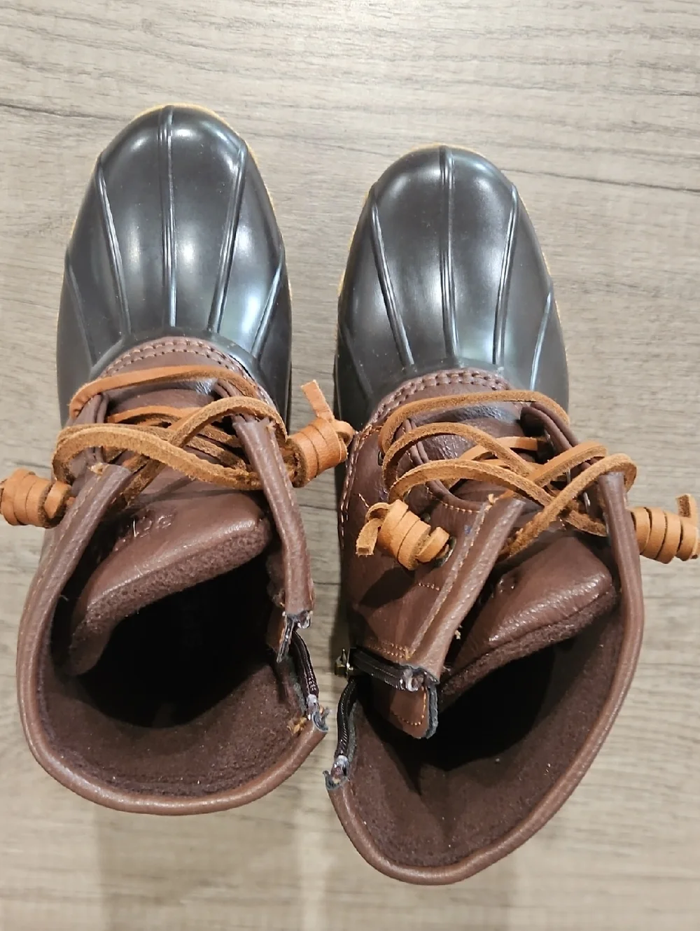 Sperry Salt wster Two-Tone Duck Boots in Brown & Black Girl's size 1M